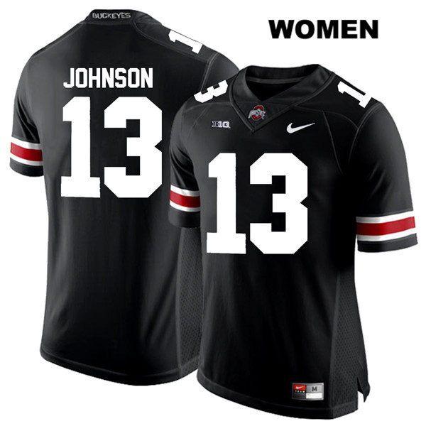 Ohio State Buckeyes Women's Tyreke Johnson #13 White Number Black Authentic Nike College NCAA Stitched Football Jersey XT19S62IG